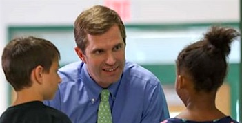 photo of Kentucky Governor-elect Andy Beshear visiting a school in the state