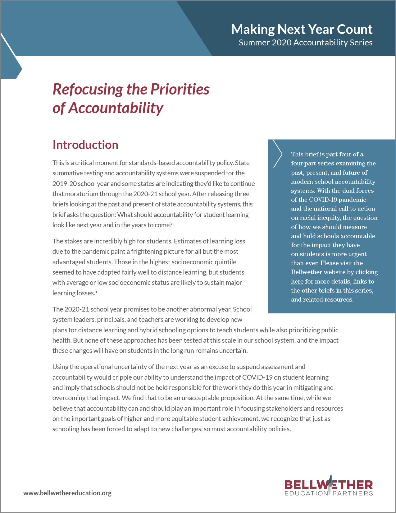 Refocusing the Priorities of Accountability Report