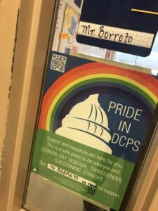 photo of LGBT liaison poster in a DC Public School